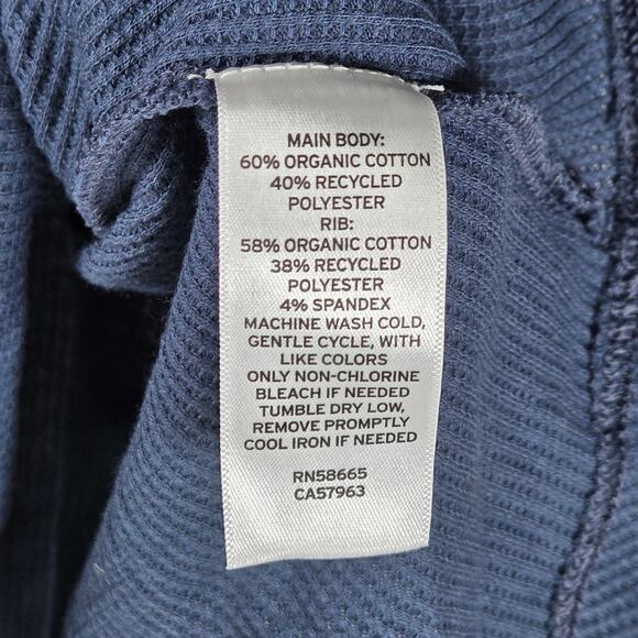 Caslon Notch V-Neck Organic Cotton Thermal Waffle Top Navy Indigo‎ L NWT - Picture 5 of 7